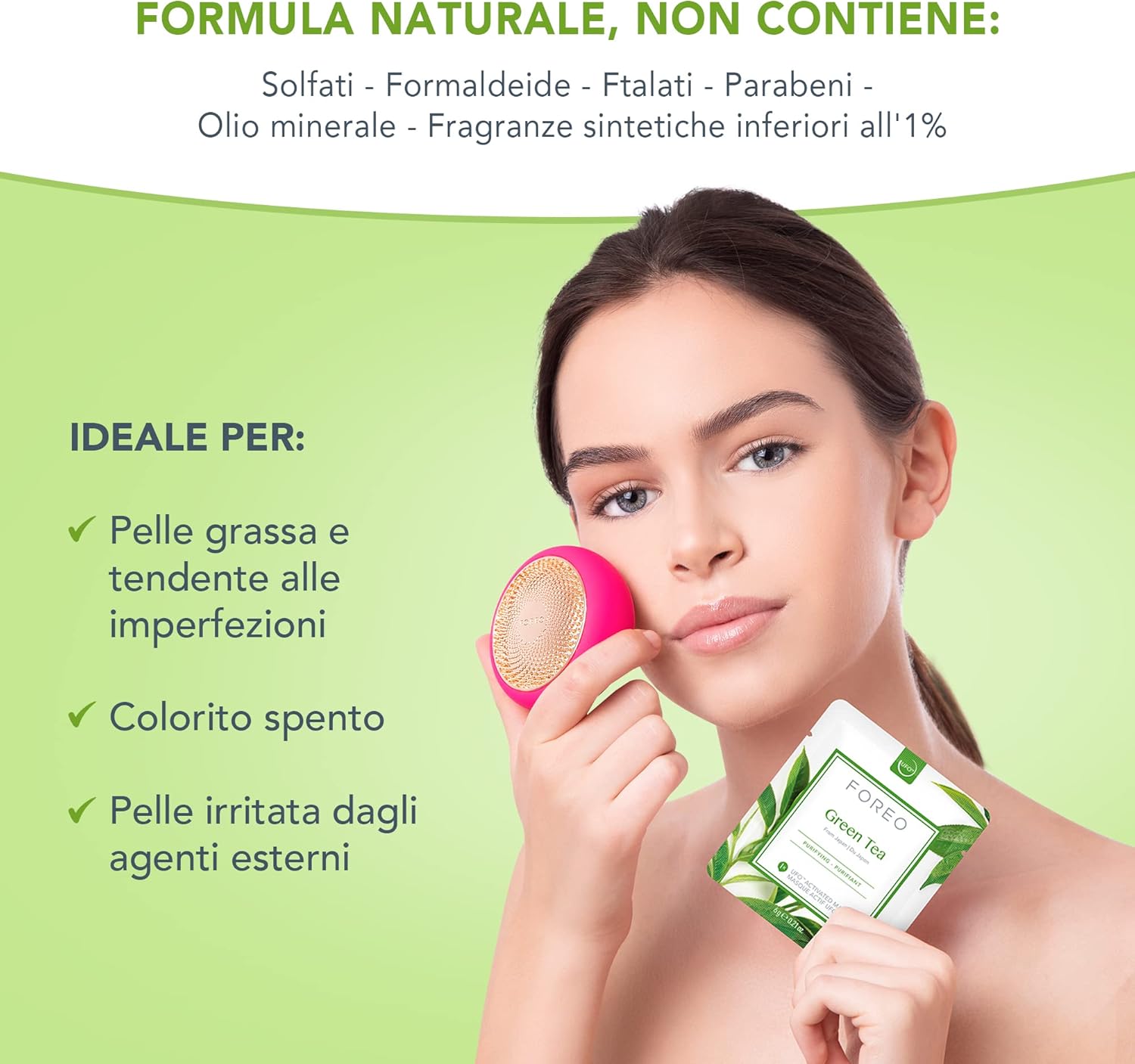 Thumbnail 1 de FOREO Green Tea maschera viso UFO in tessuto idrocellulare (confezione da 6) per pelle grassa e imperfezioni