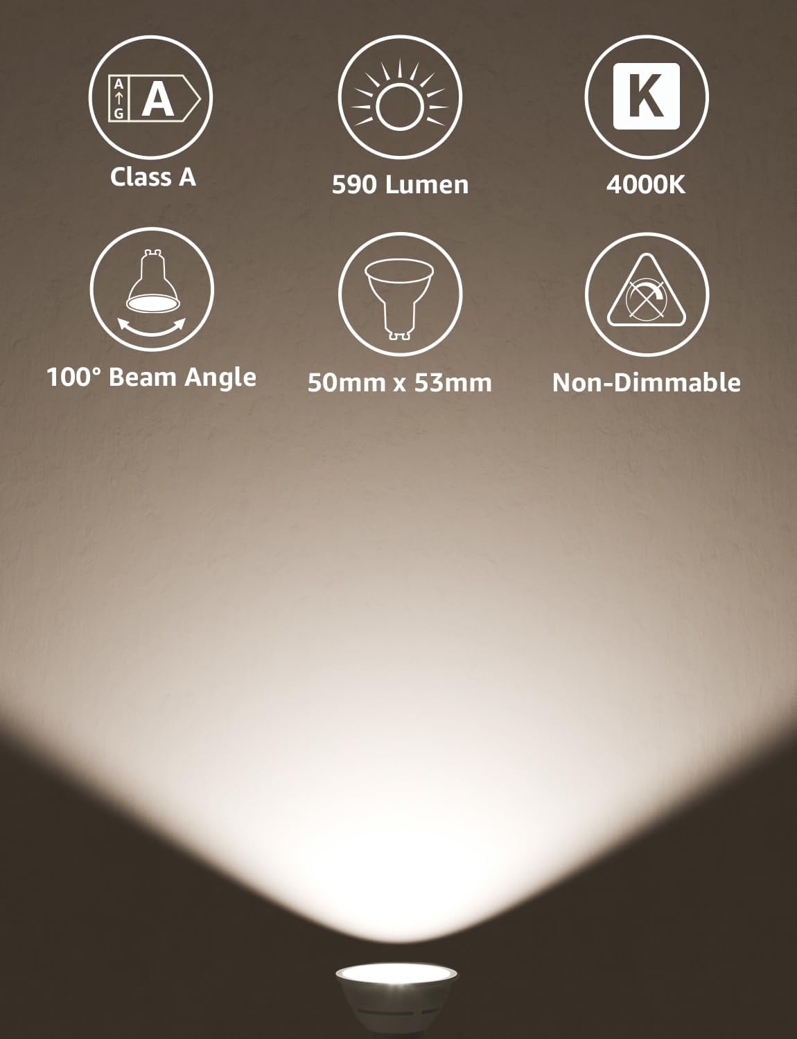 Thumbnail 1 de Lepro GU10 LED Bulbs (Neutral White 4000K) 3.3W, 590lm, A Energy Class, Non-Dimmable (Pack of 10)