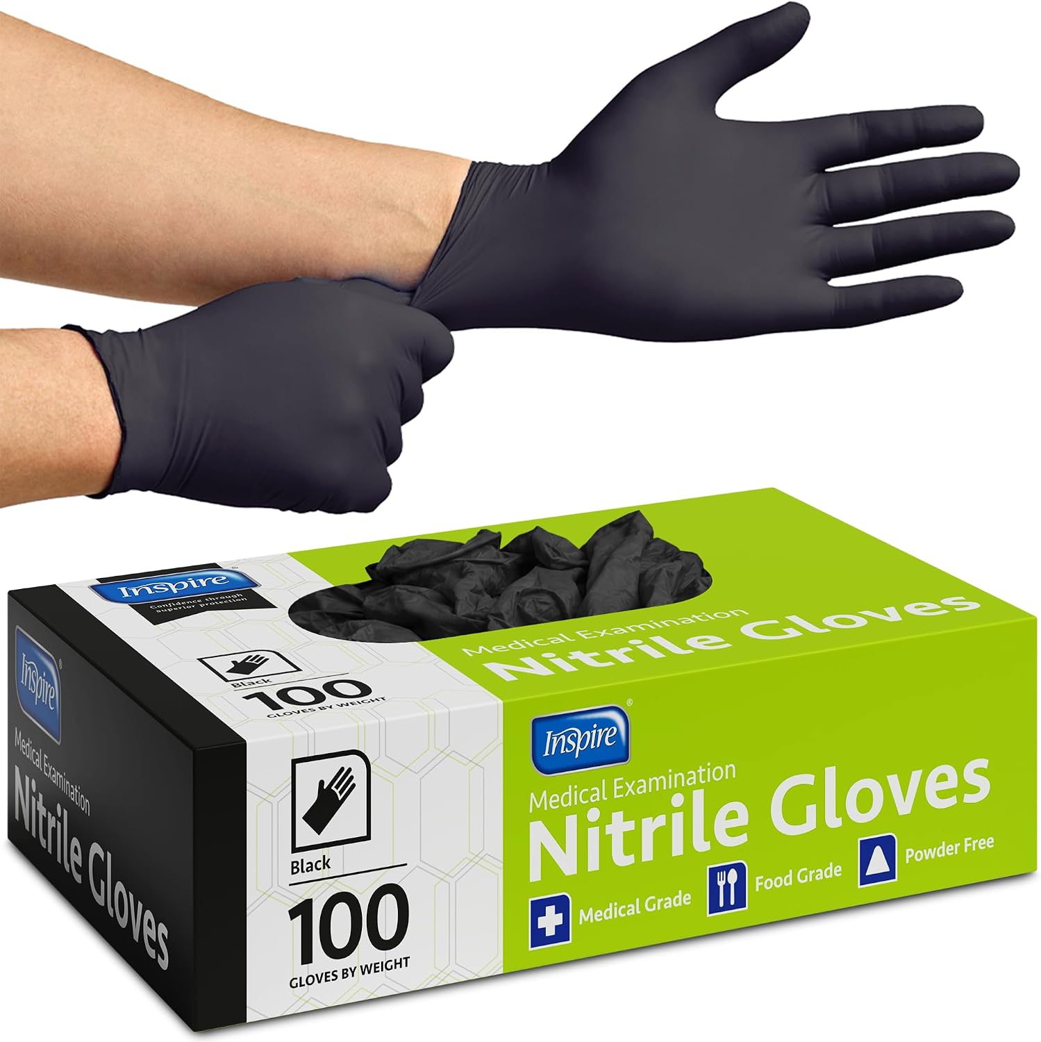 Inspire Black Nitrile Gloves 4.5 mil