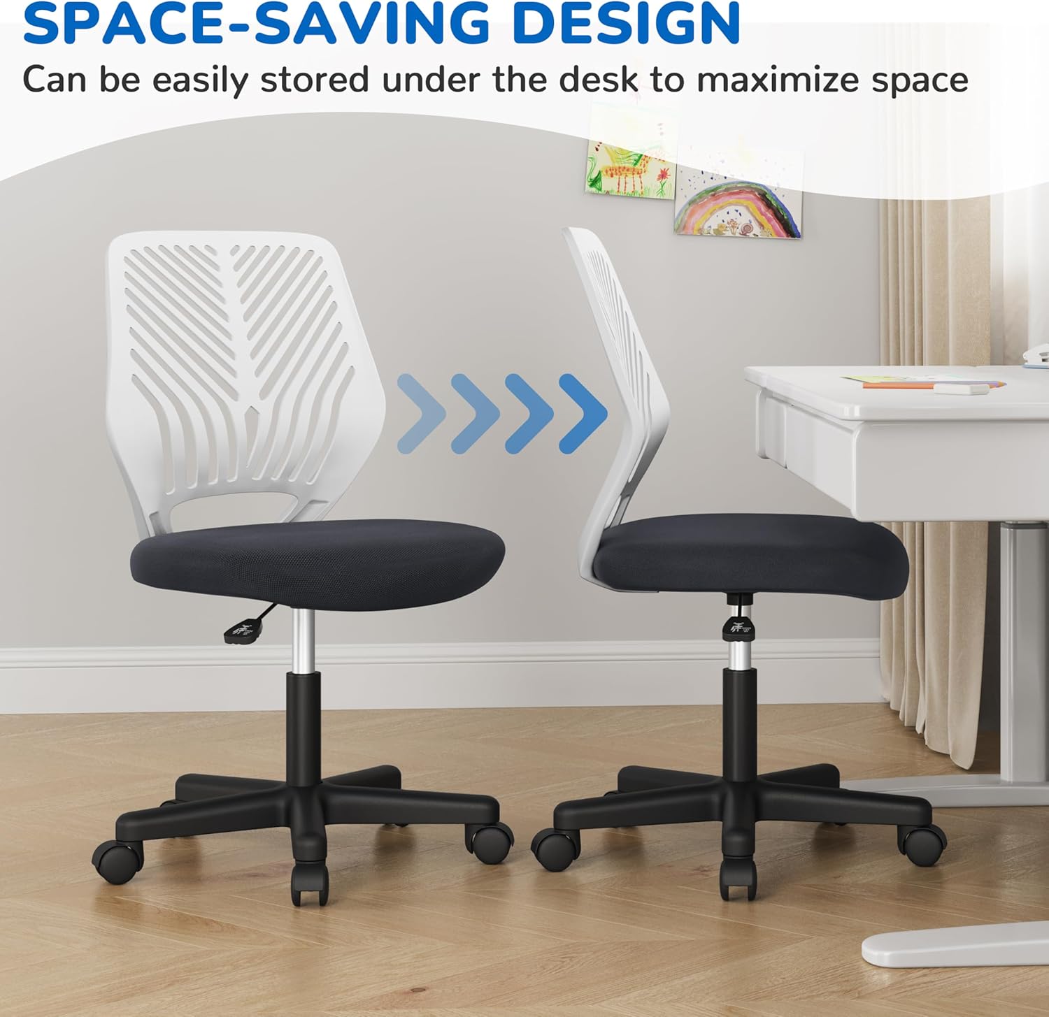 Thumbnail 4 de Yaheetech Sedia Ufficio Ergonomica senza Braccioli – Schienale a S, Altezza Regolabile e Portata 136 kg, Grigio Scuro