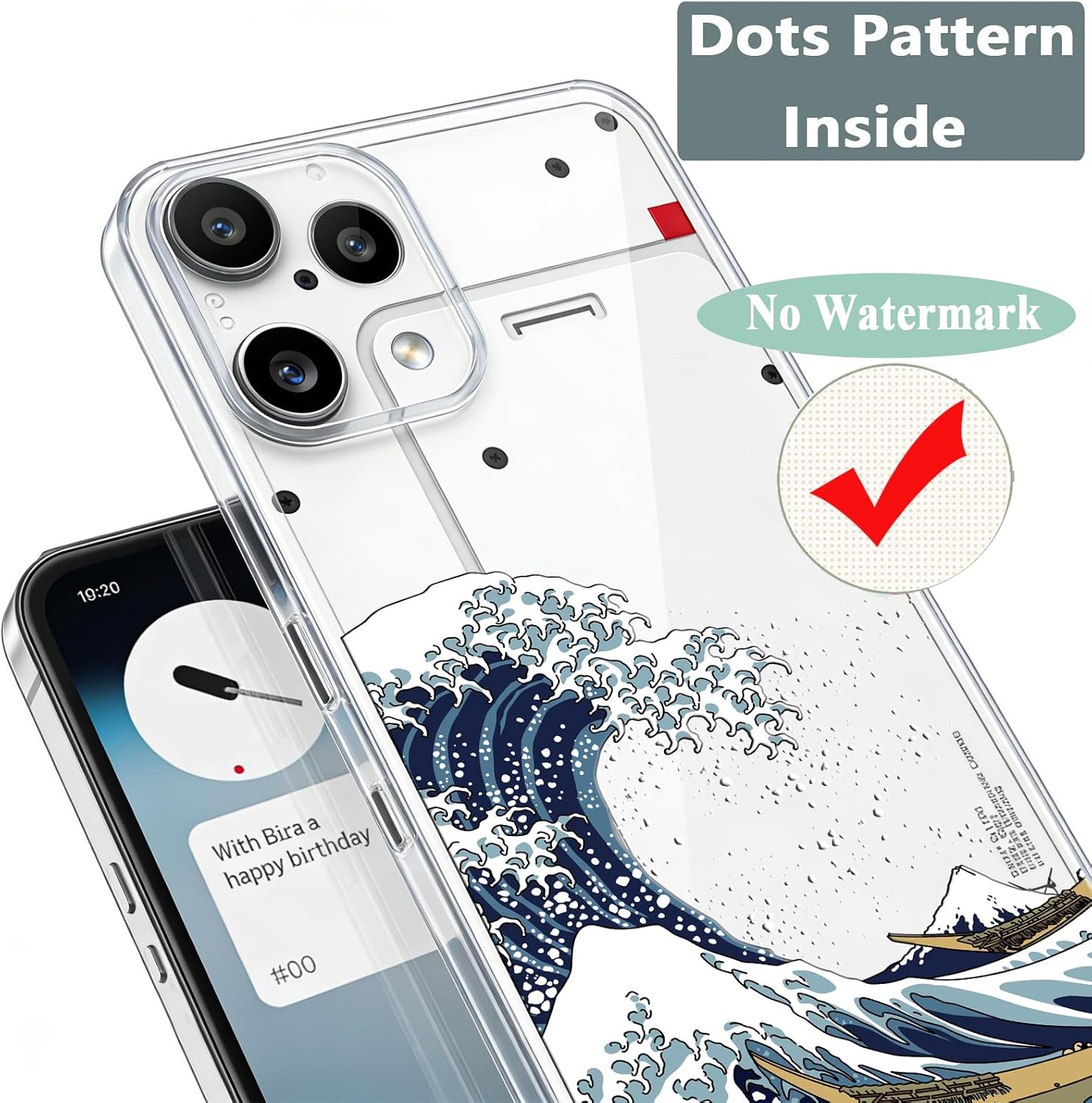 Detalle de Unov Case Compatible with Nothing Phone 3a Lite 5G Clear with Great Wave Design