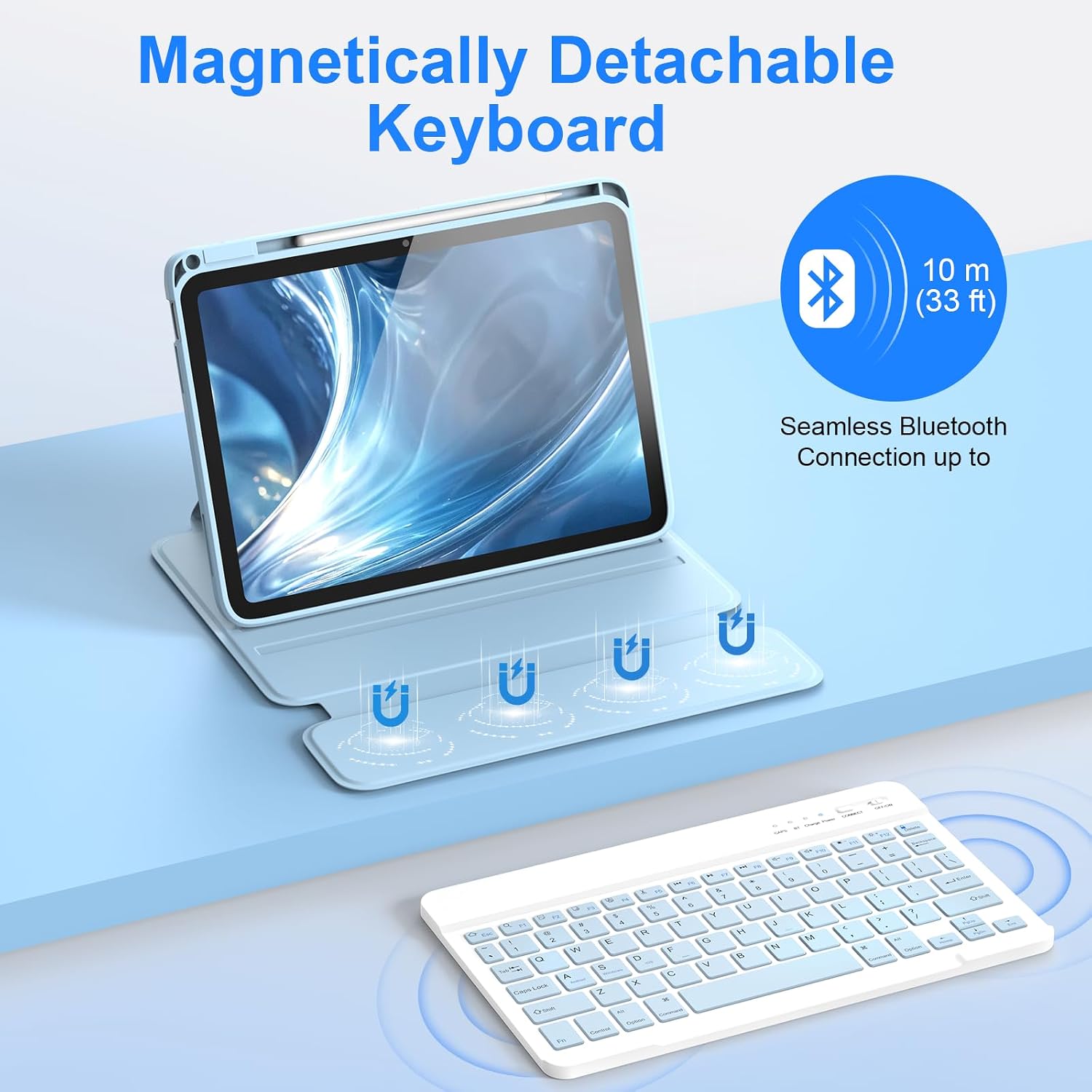 Thumbnail 6 de 360 Rotating Keyboard Case for iPad A16 11th Gen / 10th Gen 10.9-inch with Keyboard - Light Blue