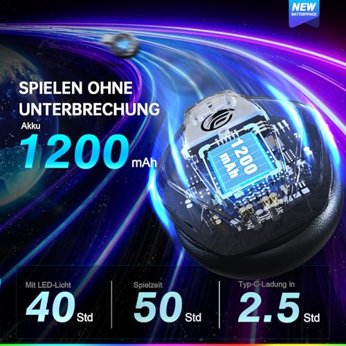 Detalle de Fachixy Wireless Gaming Headset – Klangstarker 50-mm-Treiber, kompatibel mit PS5, PS4, PC, Mac und Switch