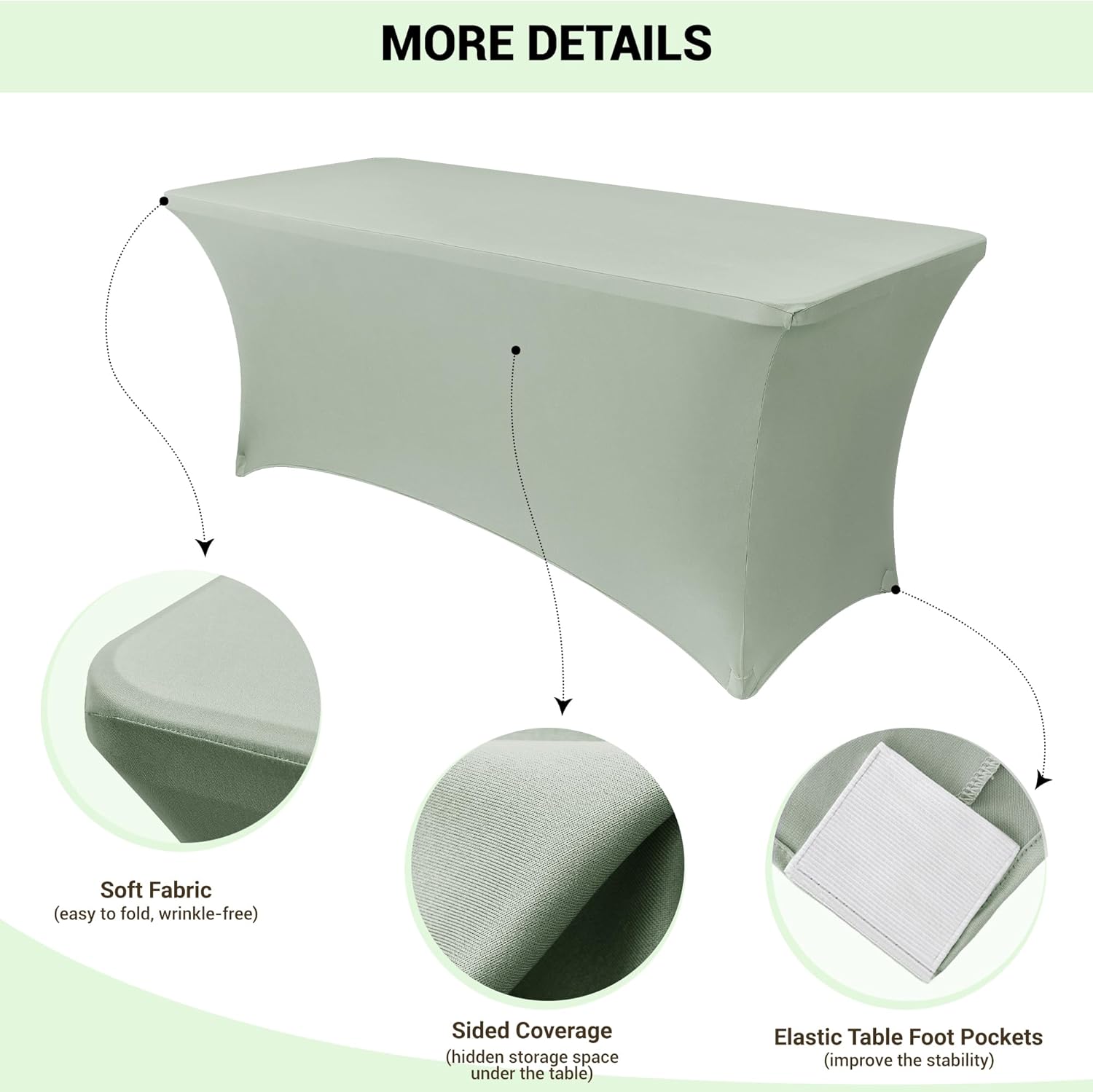Detalle 1 de Obstal 2PC Sage Green Tablecloth 8ft Rectangle โ๐