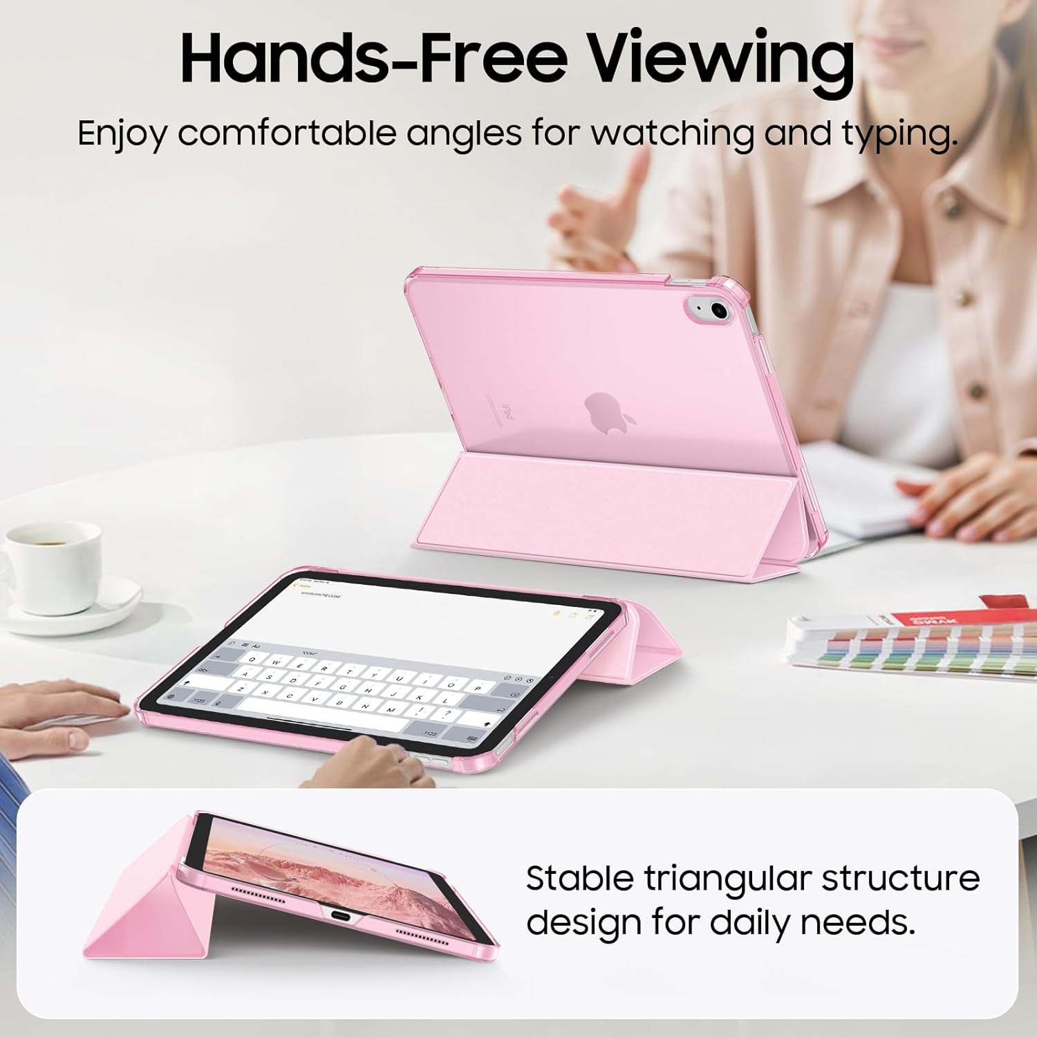 Thumbnail 2 de Fintie Hülle für iPad 11. Generation 2025 / iPad 10. Generation 2022 – Ultradünn, transparente Rückseite, Rosa