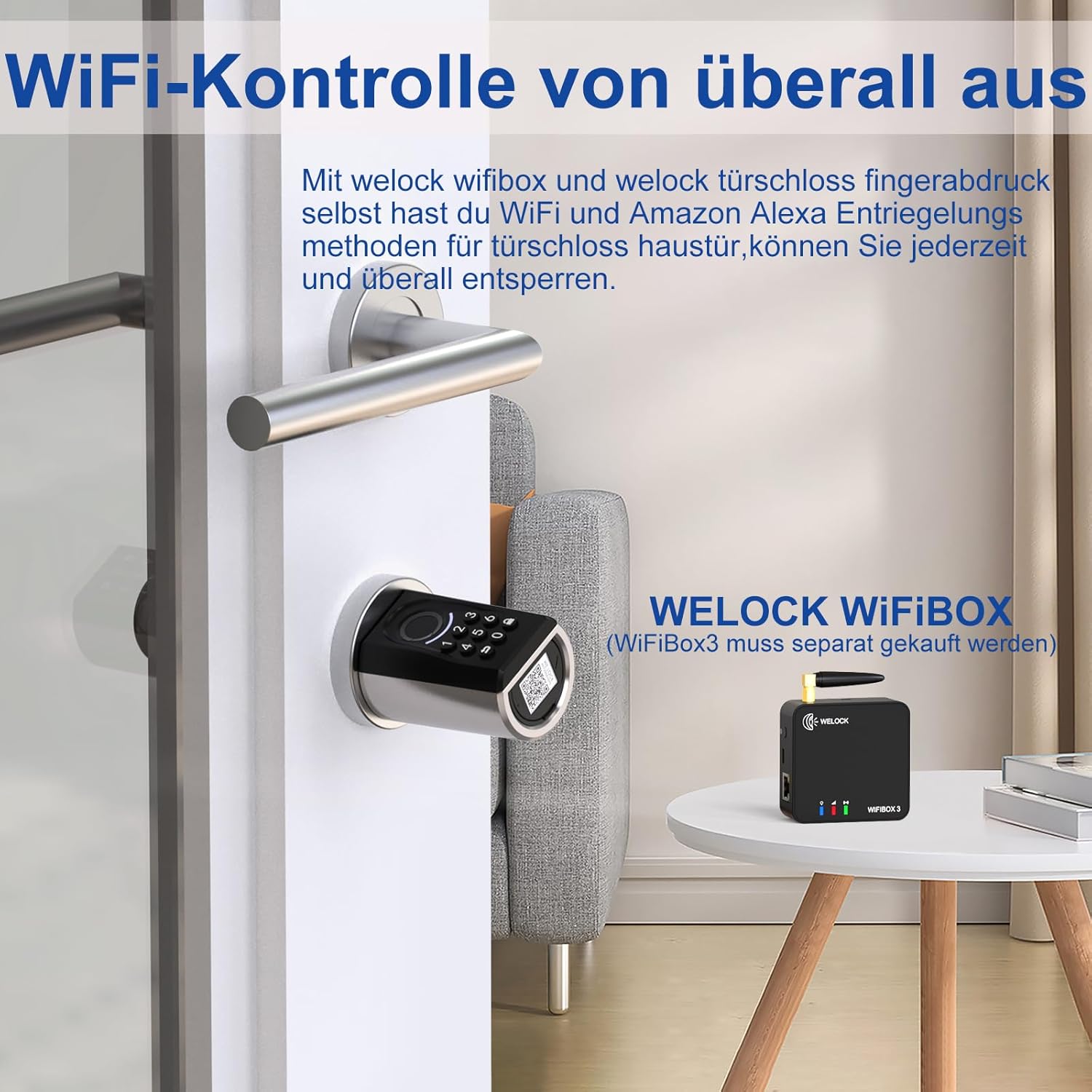 Detalle de WELOCK Türschloss Fingerabdruck ToucA51 – 6-in-1, IP65, App & WLAN-Anbindung