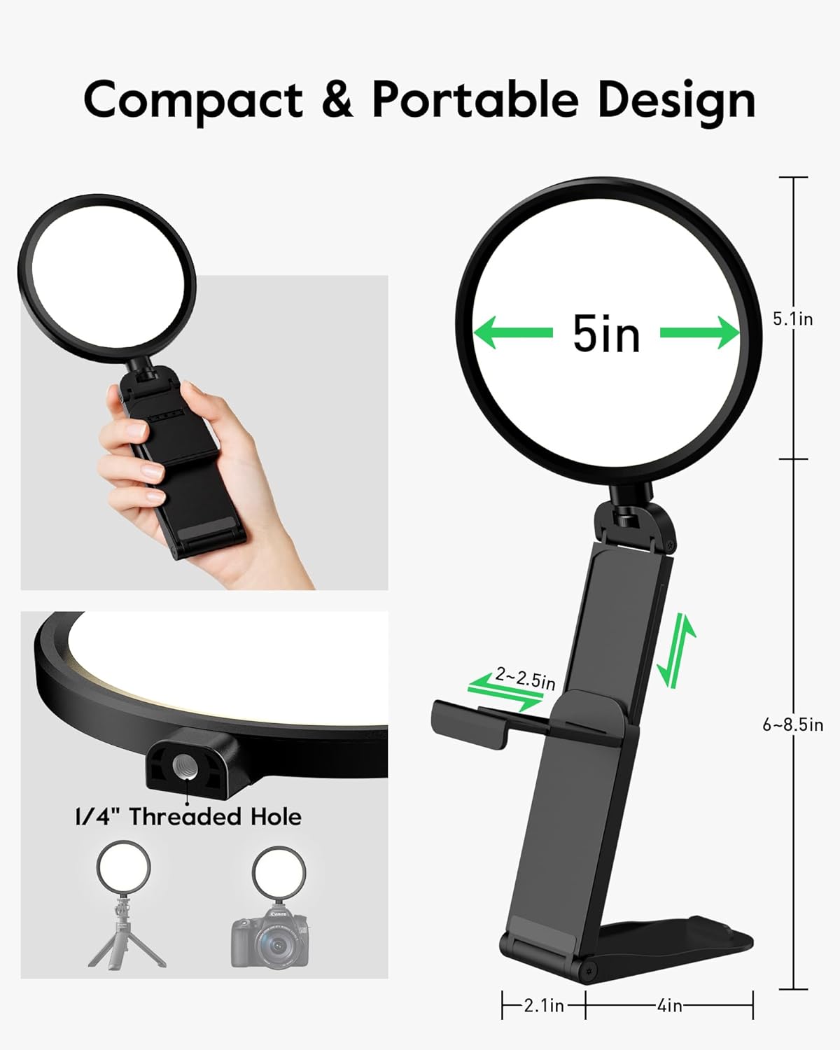 Thumbnail 6 de Computer-Zoom-Beleuchtung für Videokonferenzen – kompaktes 5-Zoll Ringlicht, 50 Modi, CRI > 97,8, 3000–6000K, USB