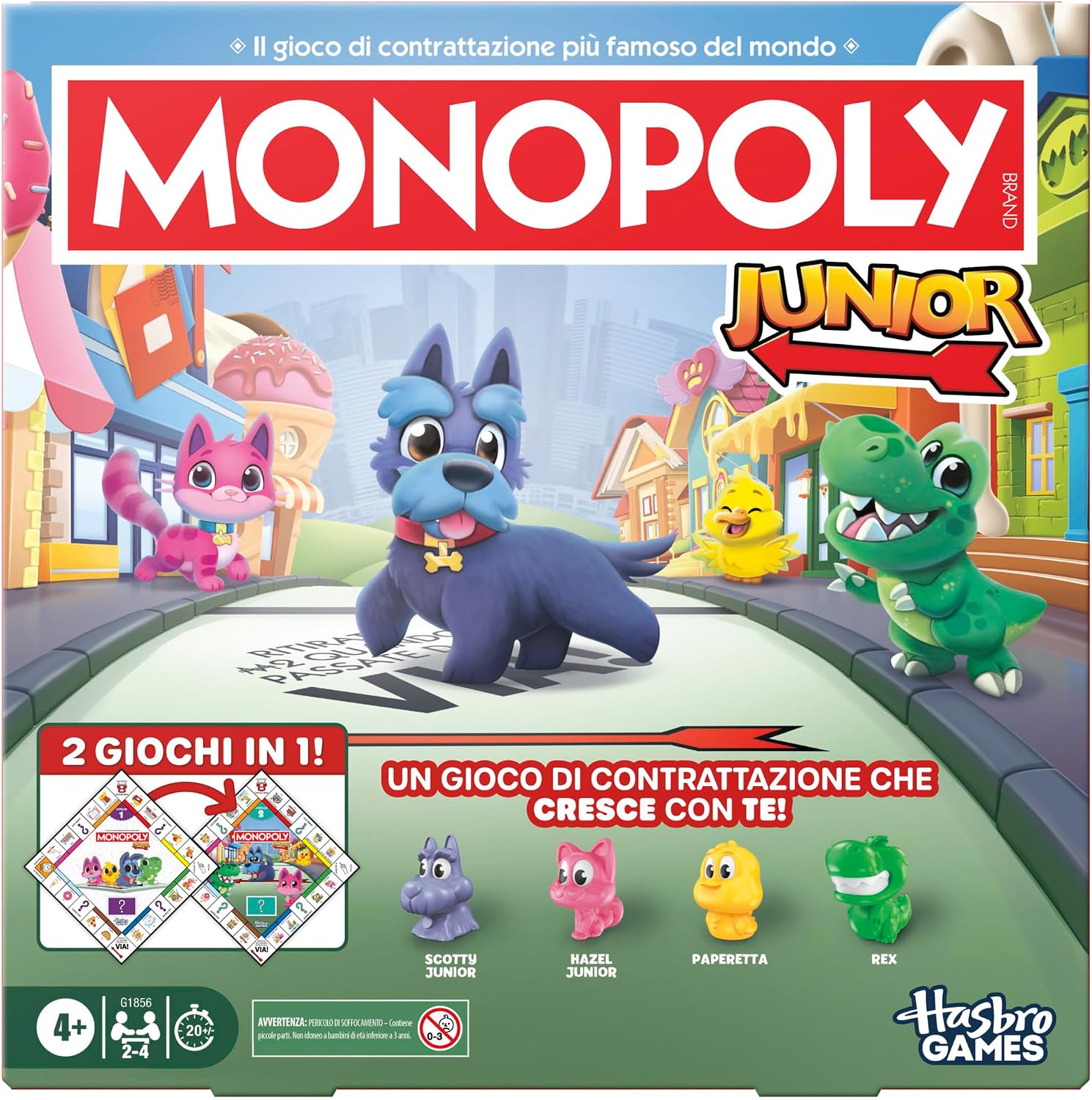 Detalle de Monopoly Junior (edizione 2026) – gioco da tavolo 2 giochi in 1 per bambini dai 4 anni, 2–4 giocatori, versione italiana