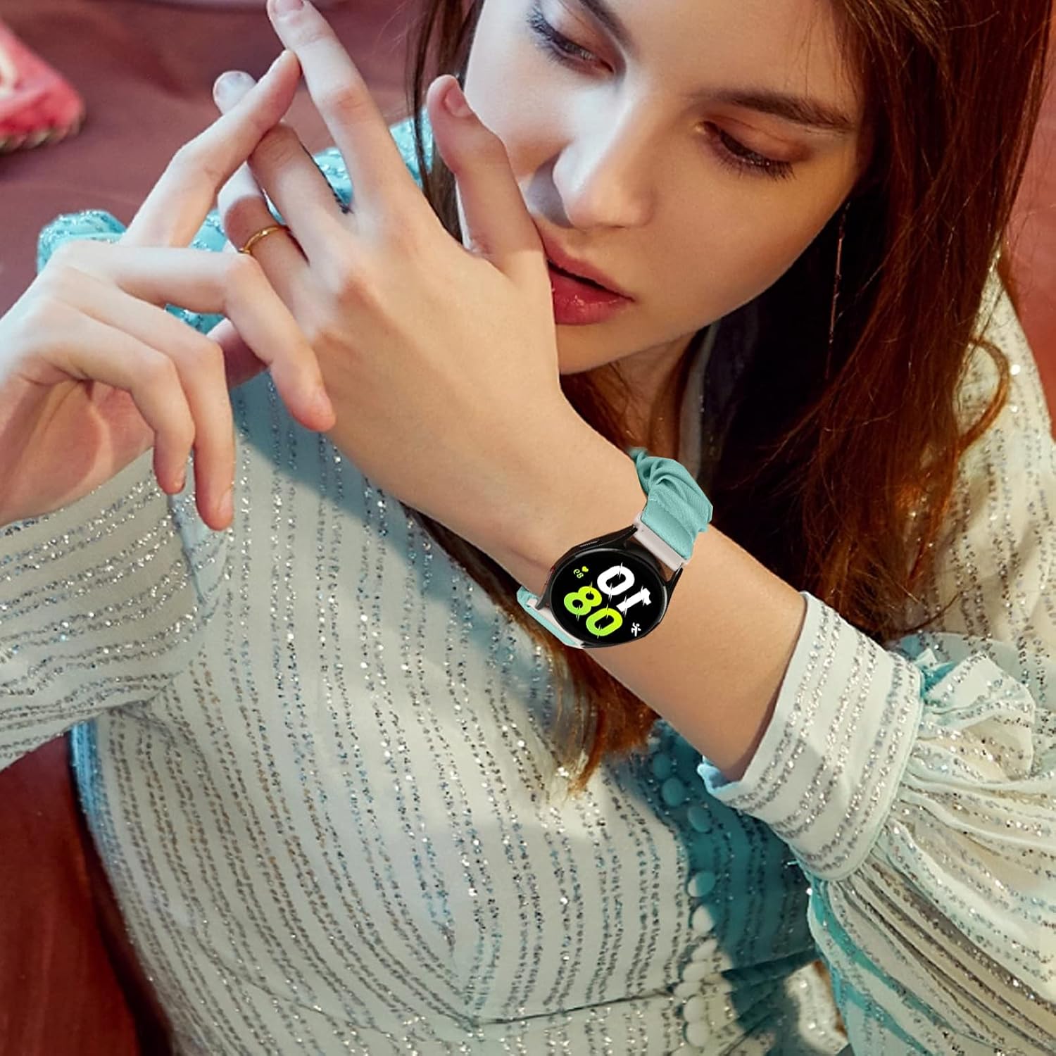 Detalle 2 de DKGKOO 20mm Scrunchie Strap for Women for Samsung Galaxy Watch (Quick Release)