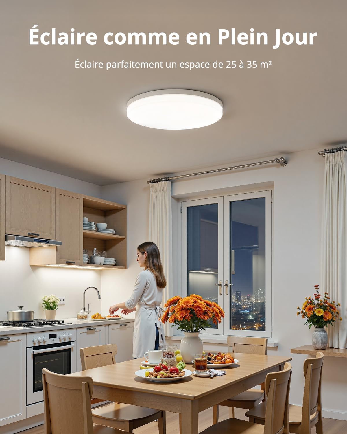 Detalle de Combuh led-plafondlamp 48 W, 4.320 lm, 4.000 K, rond Ø 30 cm
