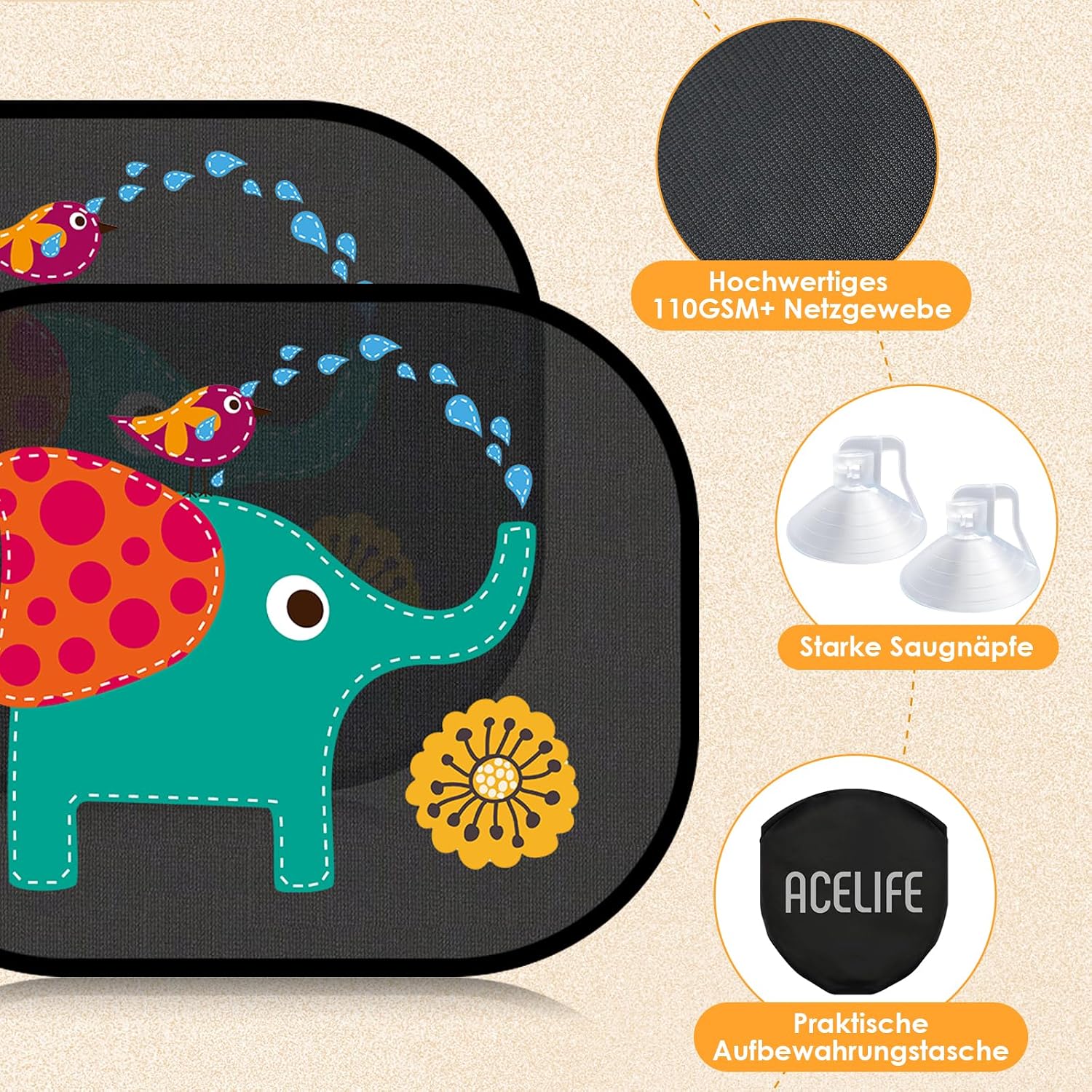 Detalle de ACELIFE Tendine parasole auto bambini 45x35,5