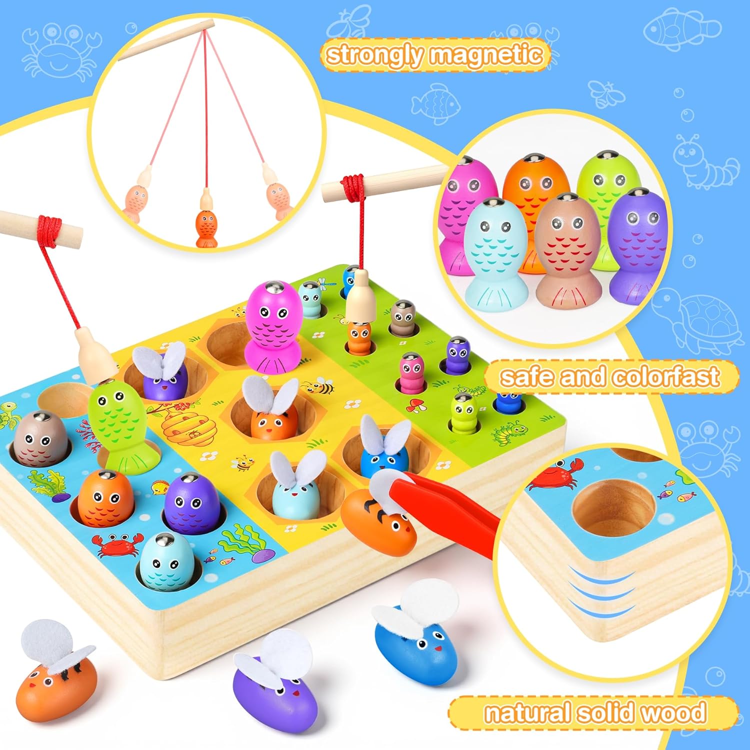 Thumbnail 2 de COOLJOY Magnetisches Angelspiel 3‑in‑1 ab 2 Jahren – Montessori Motorikspielzeug aus Holz