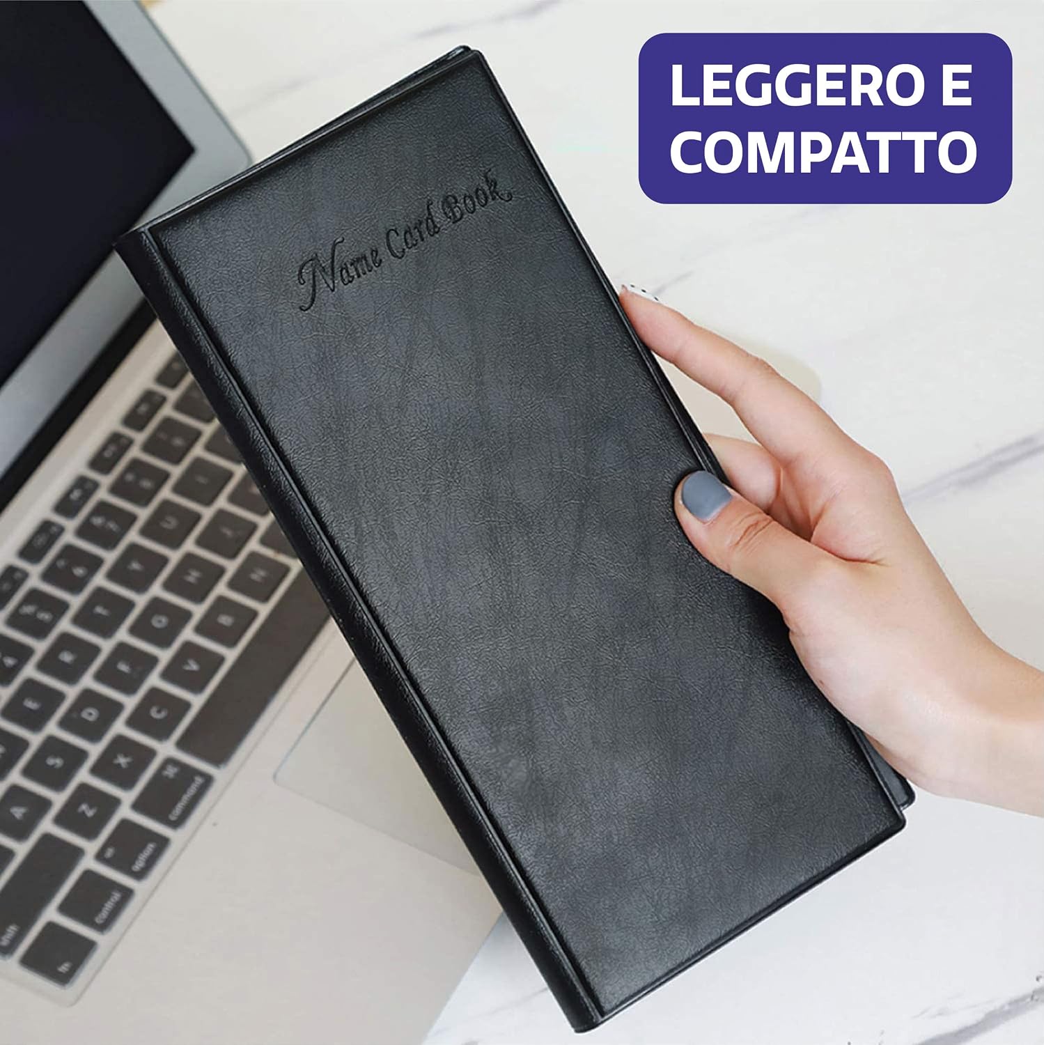 Thumbnail 6 de Praknu porta biglietti da visita con 480 fogli trasparenti, libro salvaspazio nero