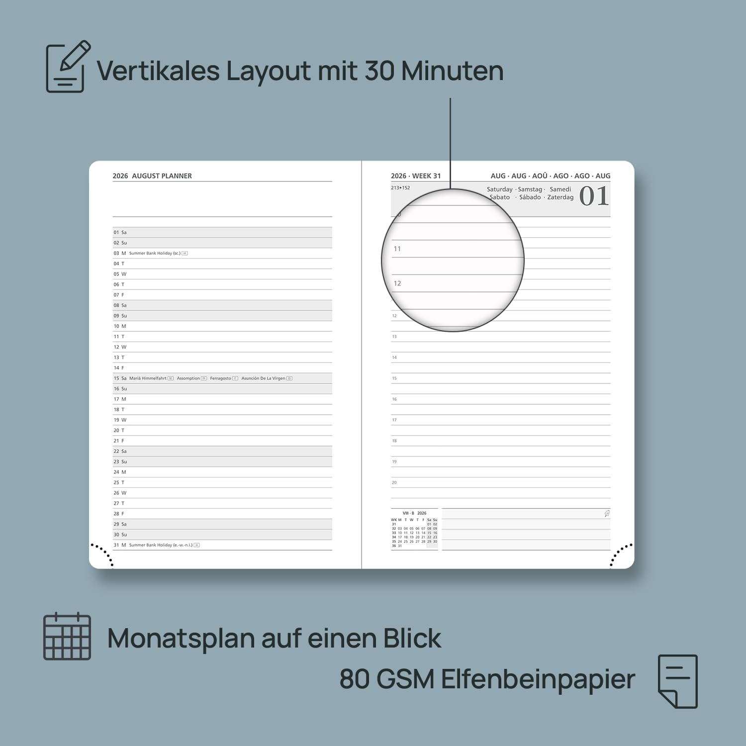 Thumbnail 2 de POPRUN Tagesplaner 21,5 x 14,5 cm 📆