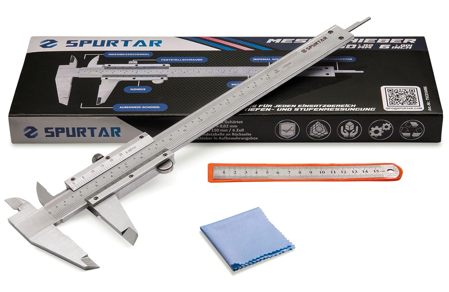 Thumbnail 2 de Spurtar Vernier Caliper Gauge 0-150mm (0-6") precision measuring tool with storage case