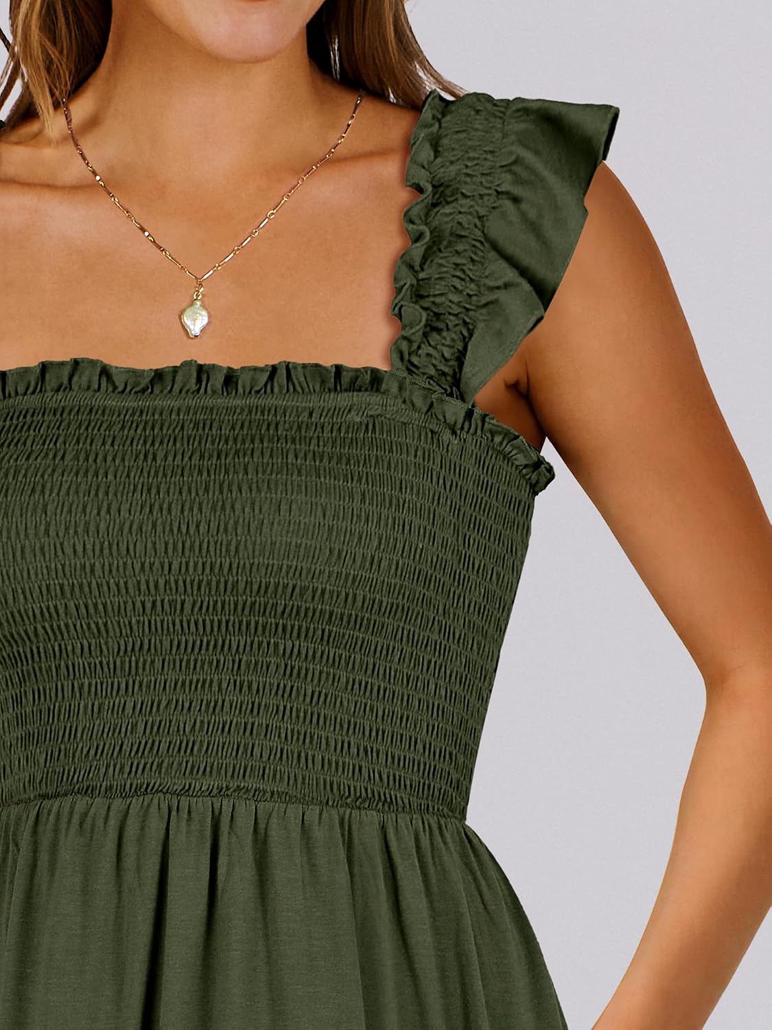 Thumbnail 6 de ANRABESS Women's Summer Sleeveless Square Neck Dress - Smocked Backless Boho Sundress