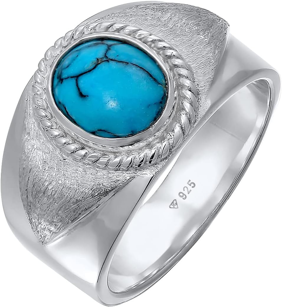 Detalle de Kuzzoi Siegelring Herrenring mit Howlith (10 mm) und 925 Sterling Silber – oval, vintage, Ringgröße 60–66