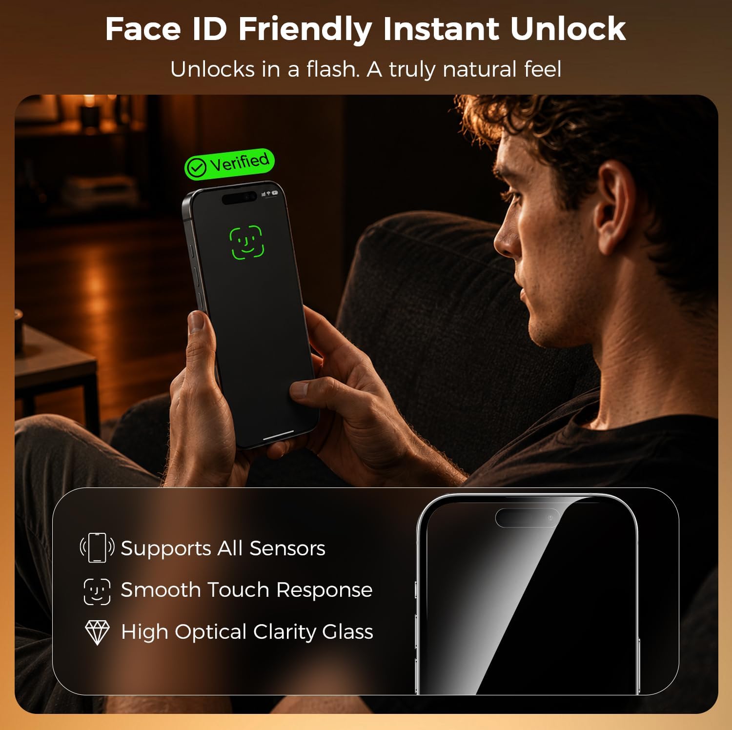 Detalle 1 de SIBEITU iPhone 17 Pro Privacy Screen Protector, 28° Anti-Spy Glass, 3+3 Pack