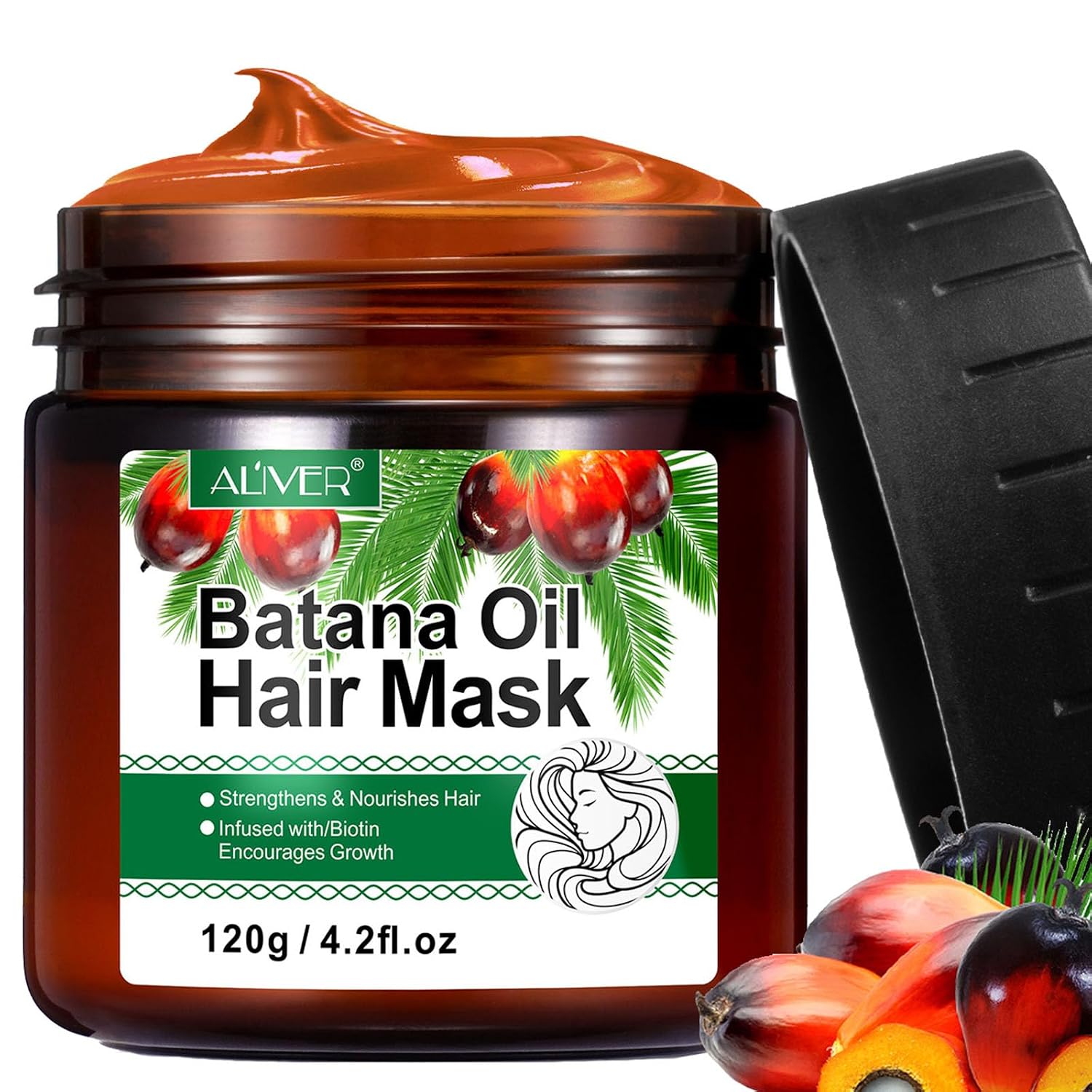 Detalle de Batana Öl Haarmaske für Haarwachstum – 120 g, 100% natürlich, Bio