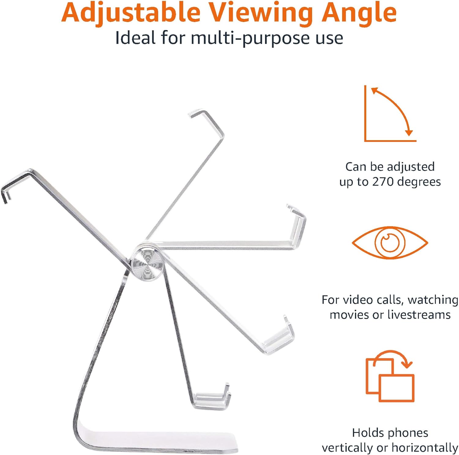 Thumbnail 3 de Amazon Basics Adjustable Aluminium Phone Stand (silver) for iPhone & Android