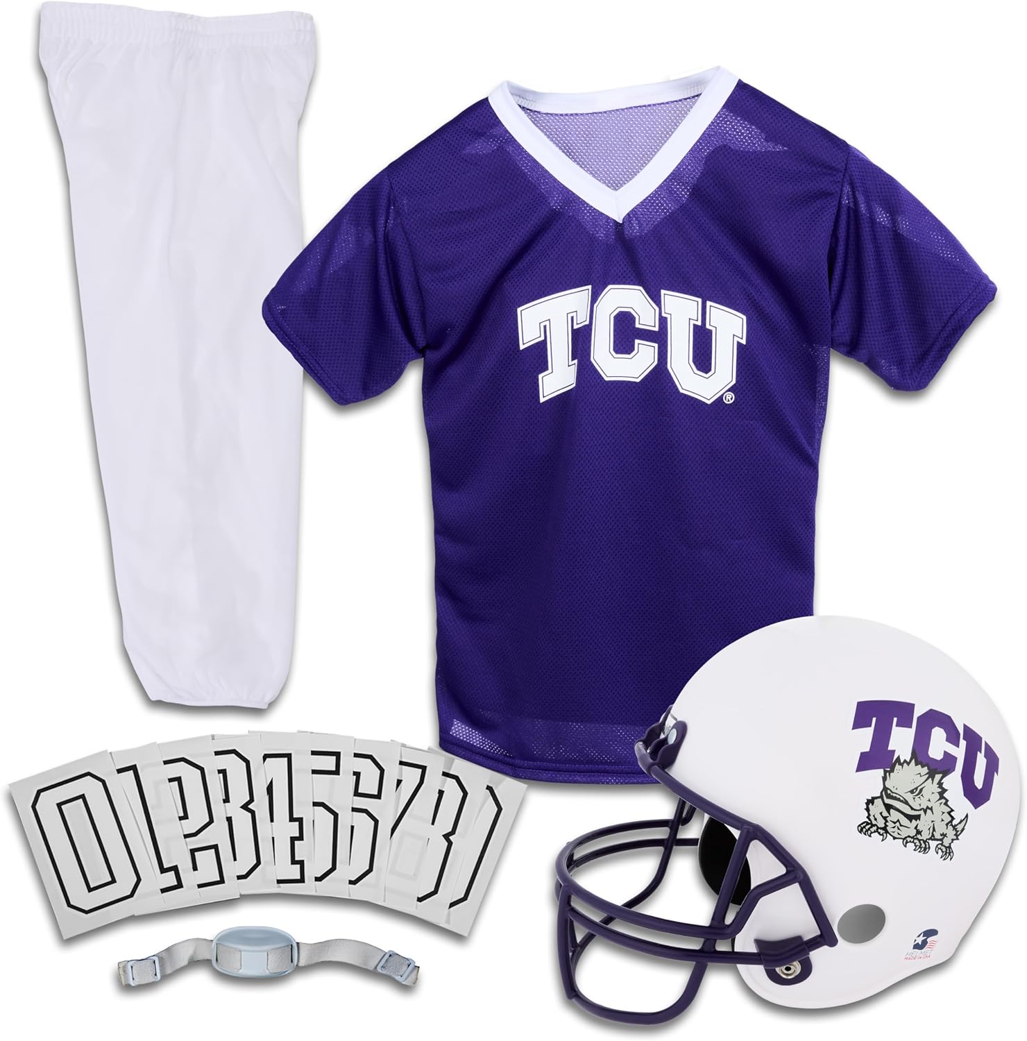 Detalle de Franklin Sports TCU Horned Frogs Kids Football Uniform Set, Small