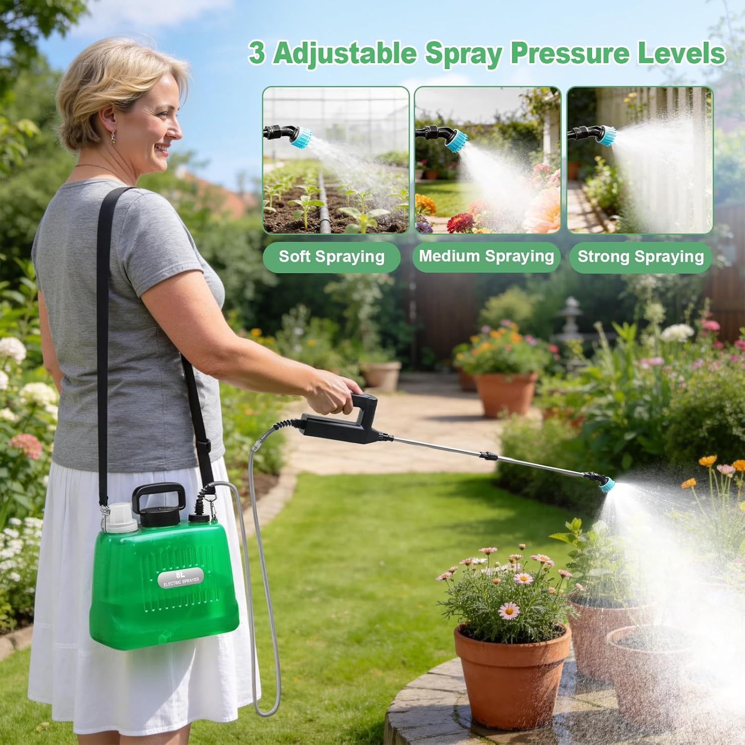 Thumbnail 1 de SideKing 8L Electric Garden Sprayer with 3-Speed Handle and Adjustable Nozzles