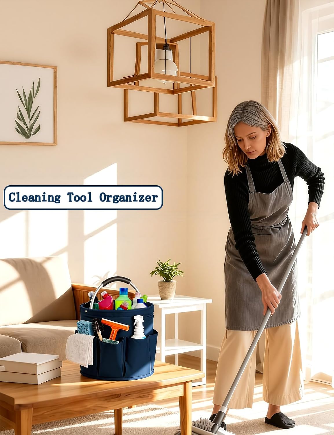 Detalle 2 de CIHTL A0022 Cleaning Caddy with Handle, Foldable 17L Organizer with 6 Pockets