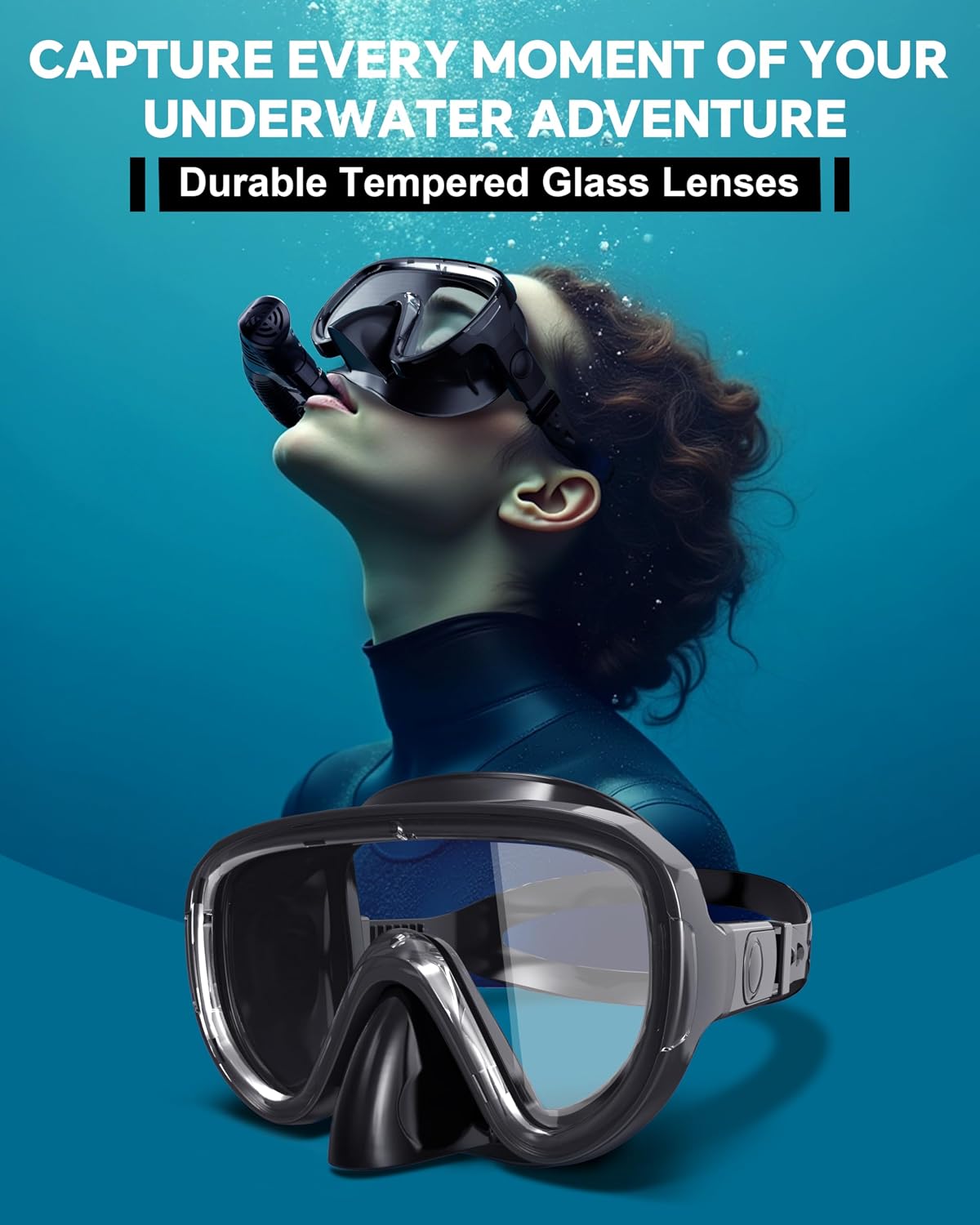 Detalle 2 de G2RISE SN05 Snorkel Set Adults: Anti-leak Mask, Dry Top Snorkel with Tempered Glass Lenses