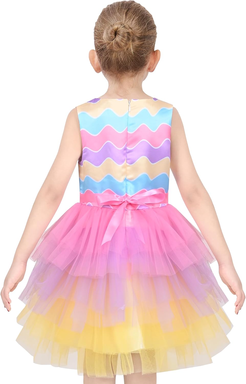 Thumbnail 3 de Girls Green Easter Rabbit High-Low Dress with Egg Hunting Bag (Age 4–8)
