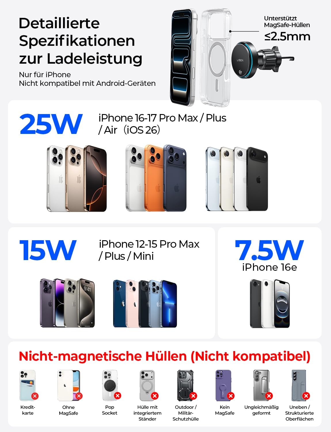 Thumbnail 4 de LISEN Handyhalterung Auto 25W