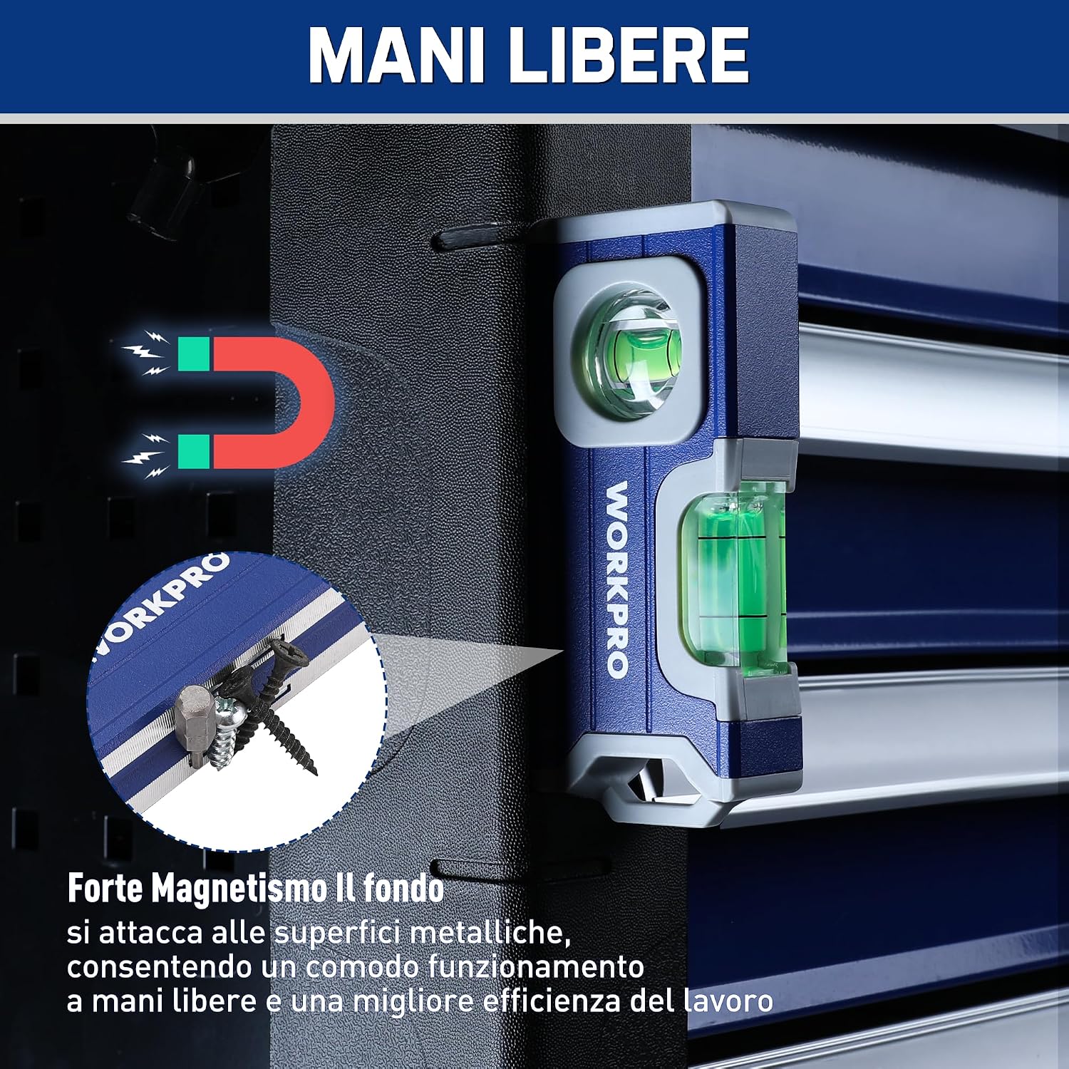 Thumbnail 4 de WORKPRO Mini Livella a Bolla Magnetica in Alluminio 115 mm: compatta, pratica e versatile