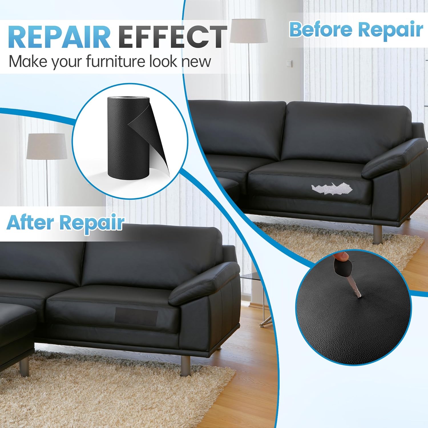 Thumbnail 5 de Sgooyir Parches Adhesivos de Cuero, Reparación para Muebles 🛋
