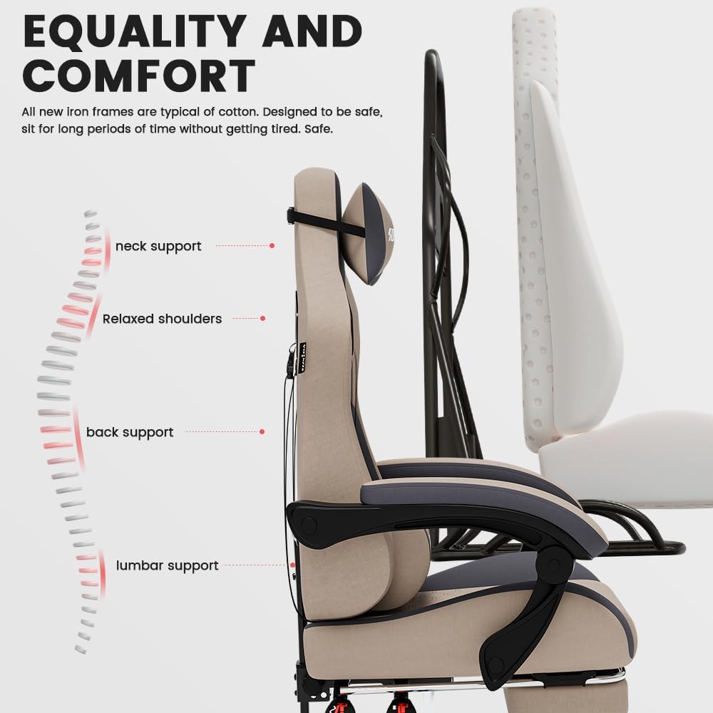 Thumbnail 4 de SUKIDA Ergonomic Gaming Chair with Massage Lumbar Support and Footrest