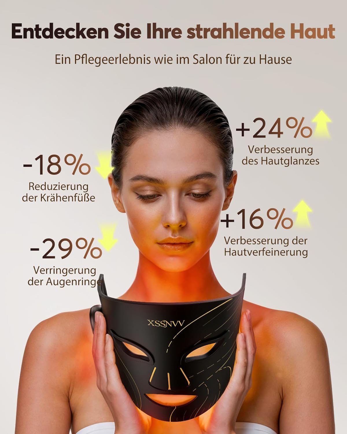 Detalle 2 de XSSNVV LED Maske – Kabellose Lichttherapie mit 4 Modi für Hautpflege und Anti-Aging