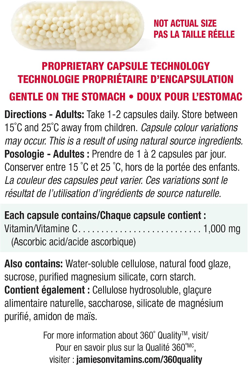 Detalle de Jamieson 64642051707 Vitamin C Capsules, Timed Release, 1,000 mg, 75 Count