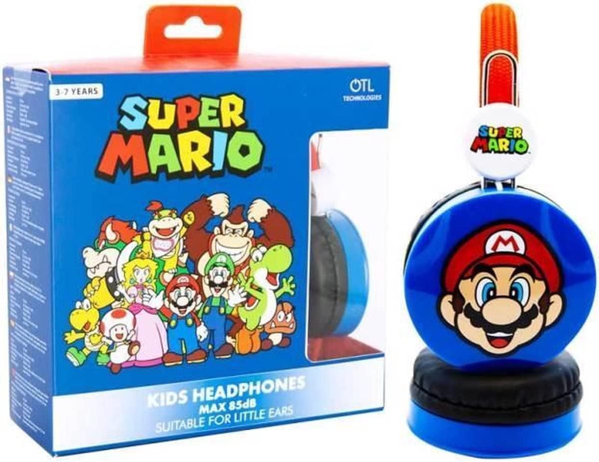 Detalle de OTL Technologies Super Mario Stereo Headset für Kinder – 85 dB Lautstärkebegrenzung, verstellbares Kopfband, blau (SM0666)