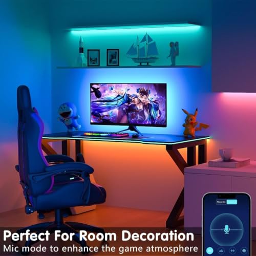 Thumbnail 6 de Keepsmile 10M LED Strip Lights with Music Sync, Bluetooth App Control, RGB Colour Changing Indoor Lighting
