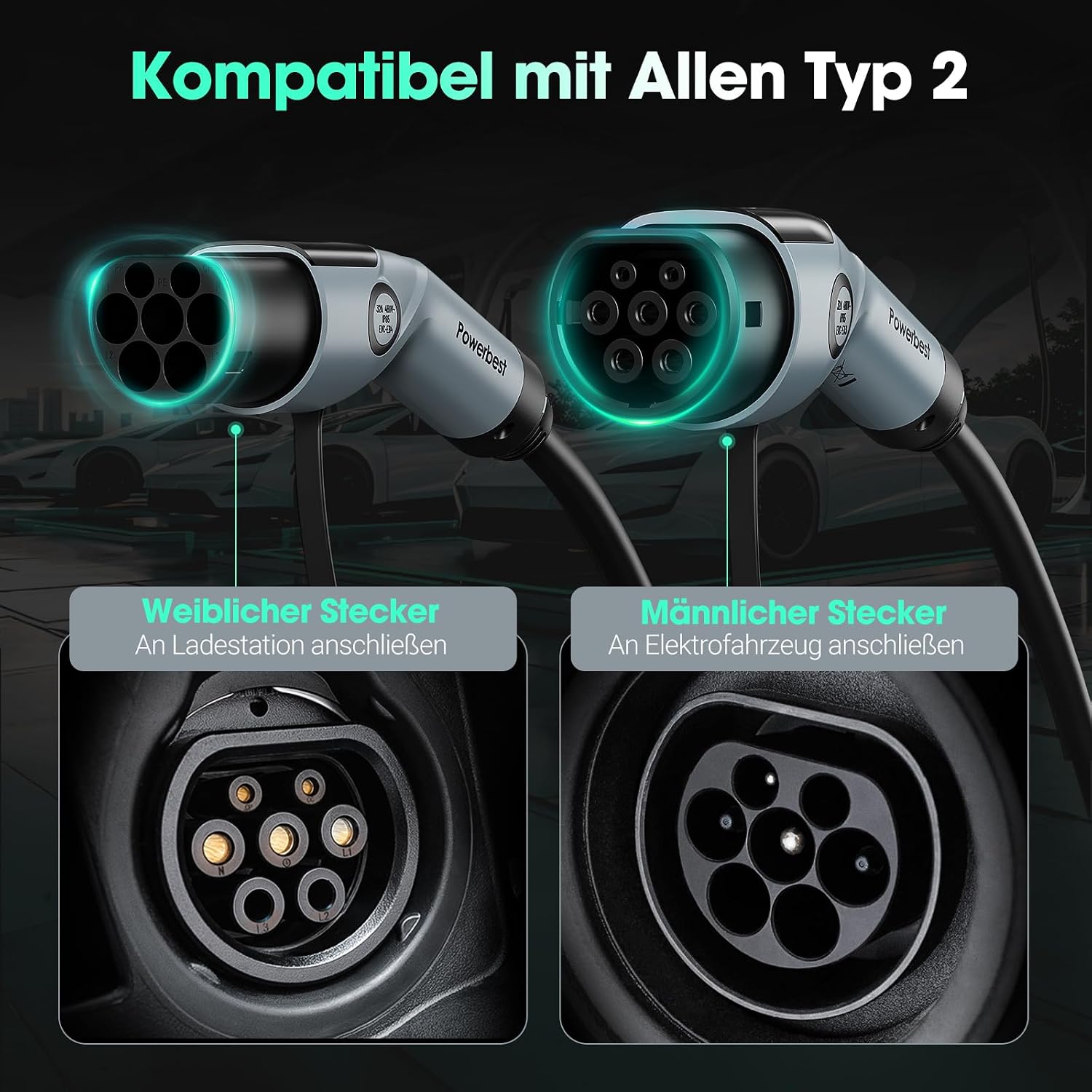 Thumbnail 2 de POWERBEST Typ-2 Ladekabel 22 kW 5m