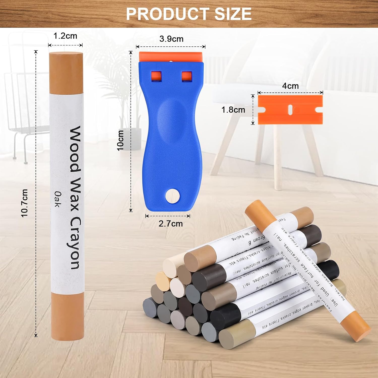 Detalle 2 de Nakutita 116 meubelreparatieset met grijze waxstiften voor hout en laminaat