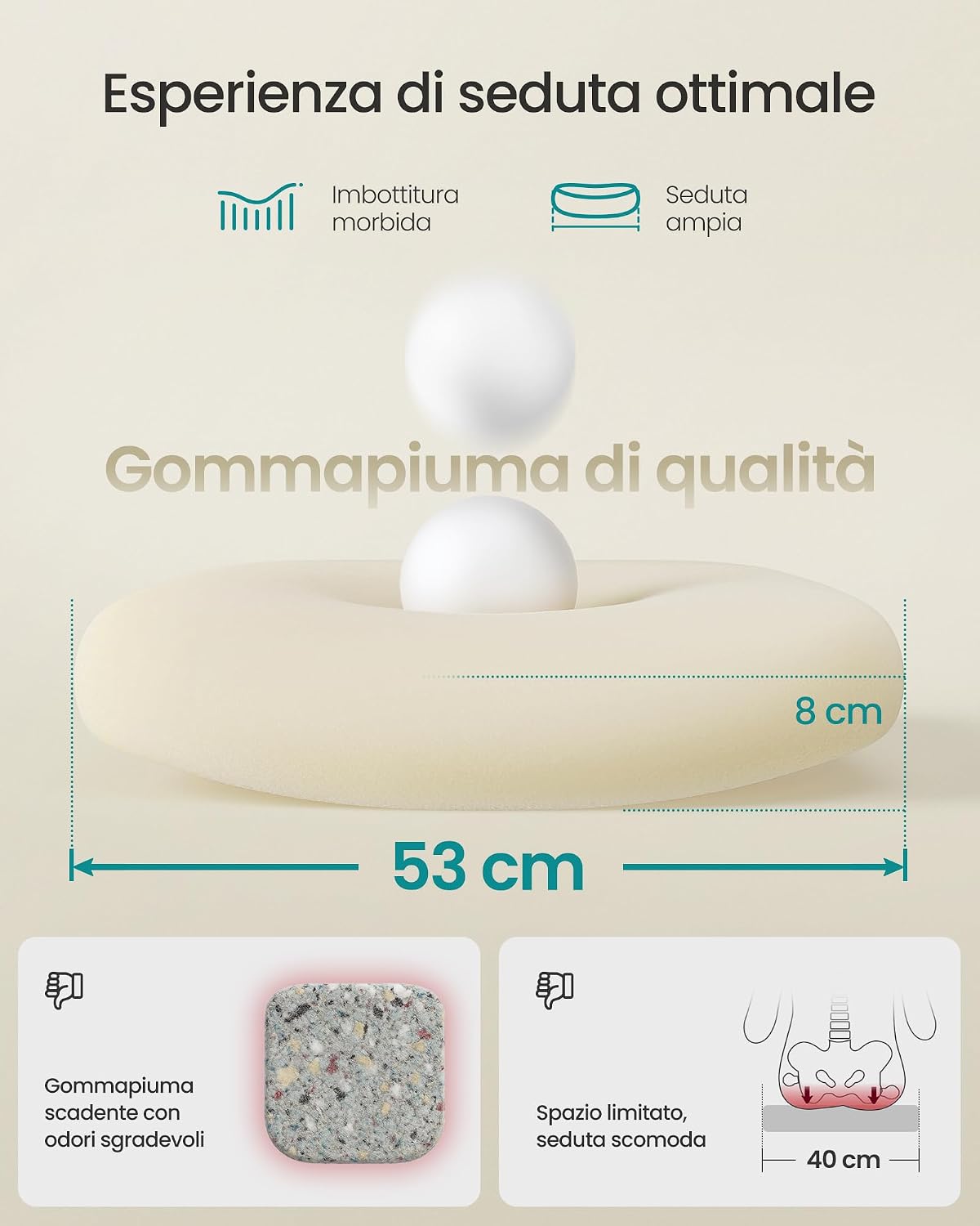Thumbnail 5 de SONGMICS OBN37BK Sedia da ufficio ergonomica con seduta 53 cm
