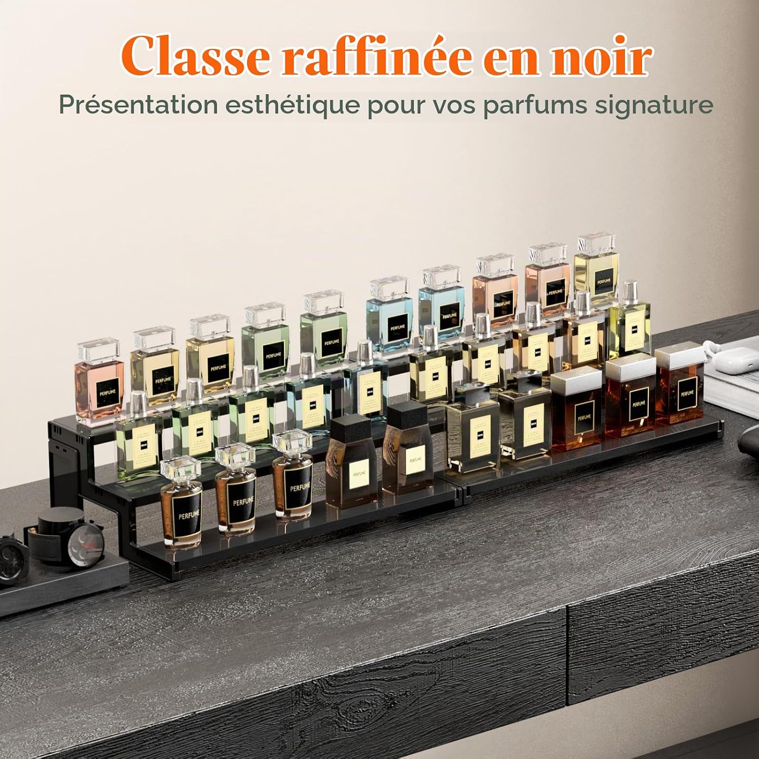 Detalle 2 de Lifewit 25105 displayrek met 3 niveaus, 35,6 cm, zwart kunststof
