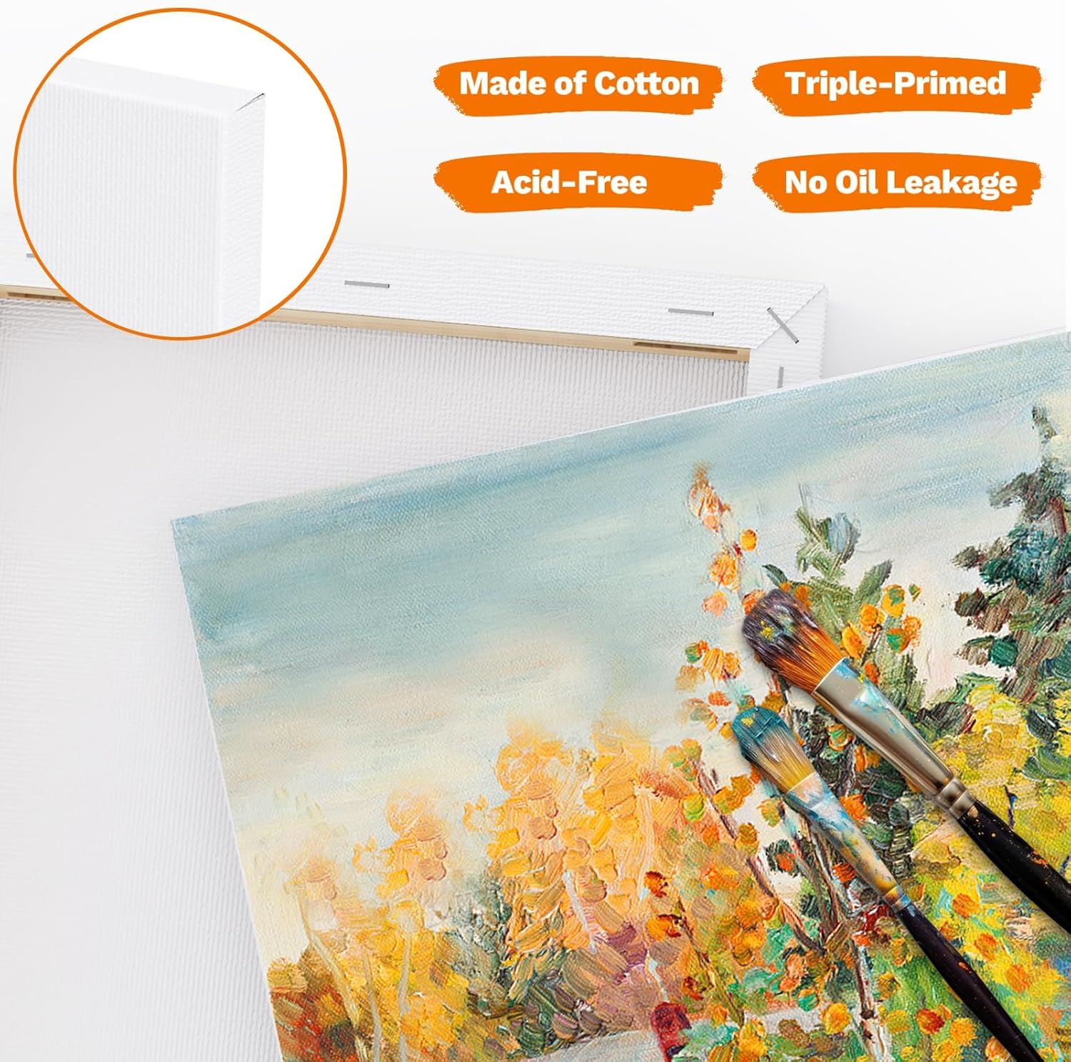 Thumbnail 2 de Koncci 2er-Set Leinwand zum Bemalen (50×70 cm) – weiße Keilrahmen-Canvas, grundiert