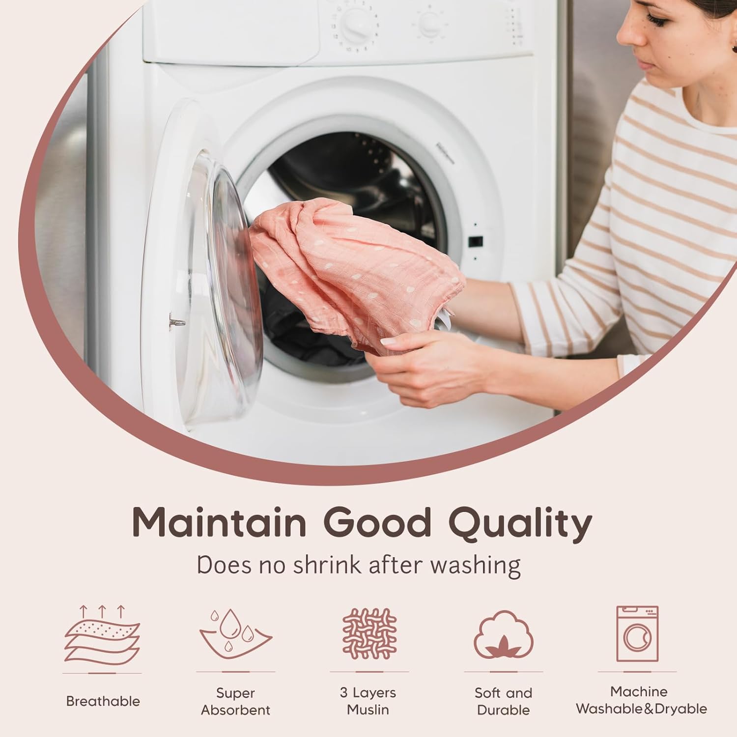 Thumbnail 2 de Maliton 6-Pack Muslin Cloths for Baby, 70x70cm – Soft, Breathable Burp Cloths for Newborns