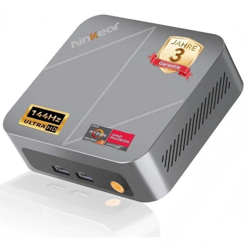 Detalle de Mini PC Ninkear M7 con Ryzen 5 7430U, 16 GB, 512 GB SSD y triple pantalla