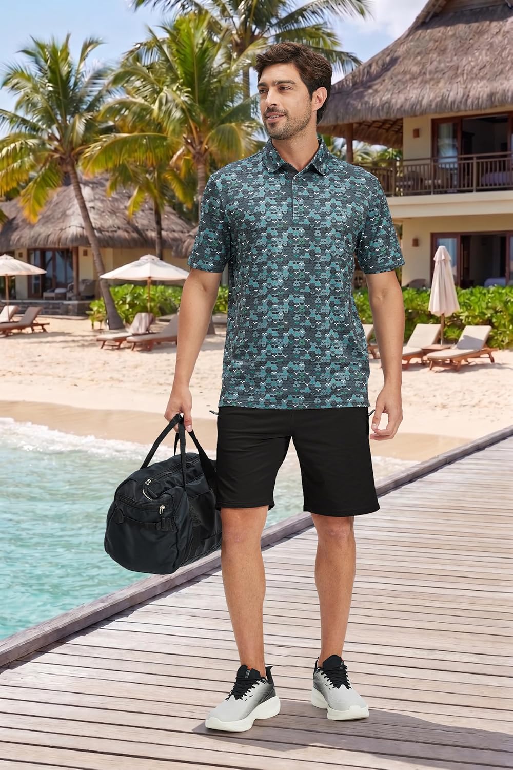 Detalle de QPNGRP Men’s Casual Shorts with Drawstring, Elastic Waist & Zipper Pockets