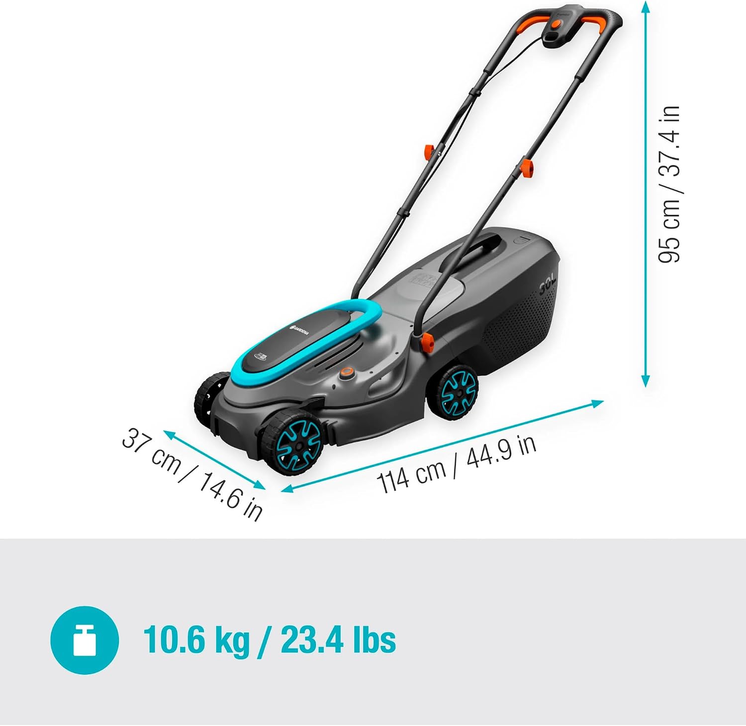 Detalle de GARDENA Akku-Rasenmäher PowerMax 32/18V P4A Ready-to-Use-Set (14632-20) für bis 200 m²