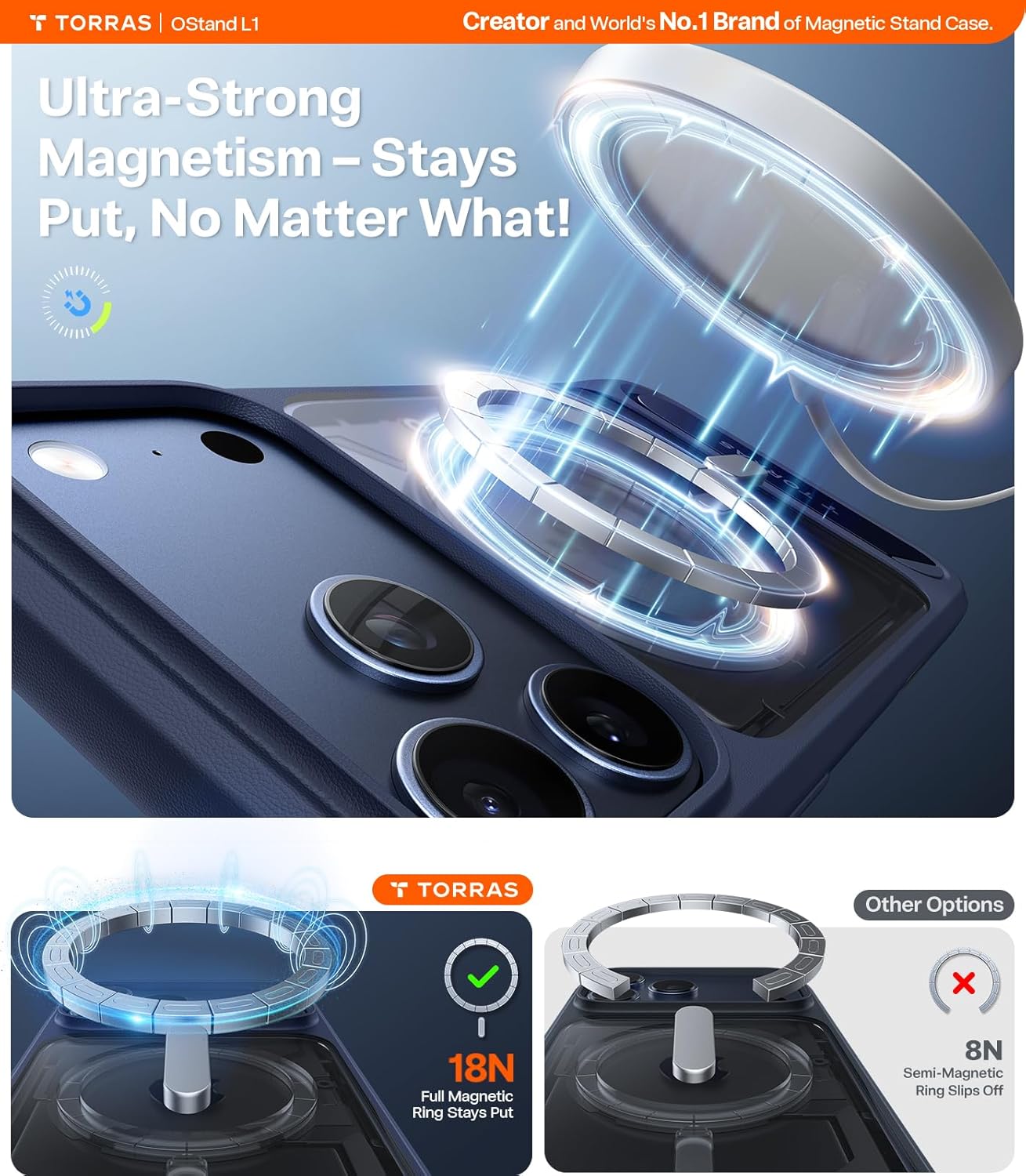 Thumbnail 1 de TORRAS iPhone 17 Pro Case Magnetic 1 Stand