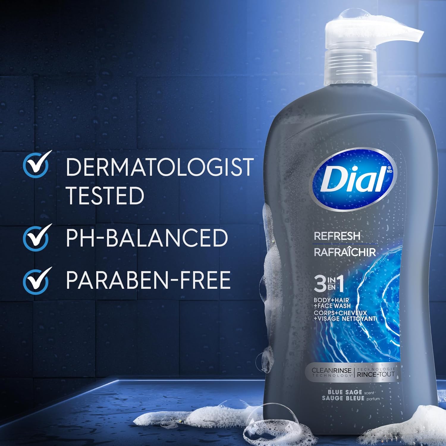 Detalle de Dial Men 3-in-1 Body, Hair and Face Wash (Hydro Fresh) 32 fl oz