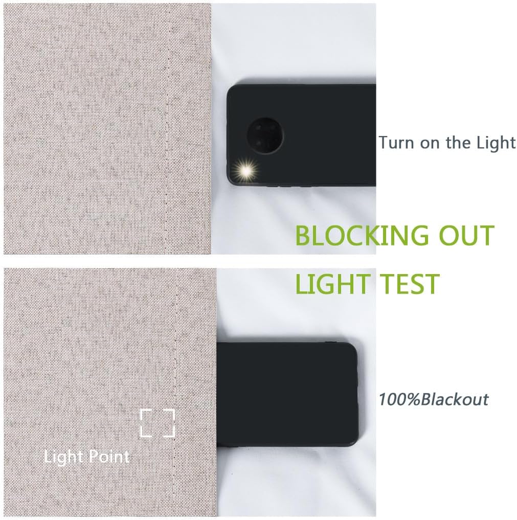Thumbnail 2 de Chlophy blackout curtains (linen look) in taupe brown, eyelet, 2 panels – 66×72IN