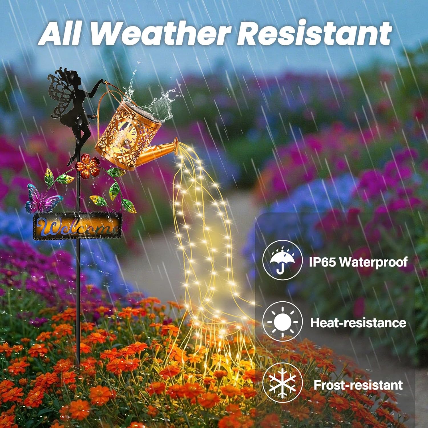 Detalle de ZKLiLi Solar Hummingbird Watering Can Garden Gift with Lights (Waterproof, 8 Lighting Modes)